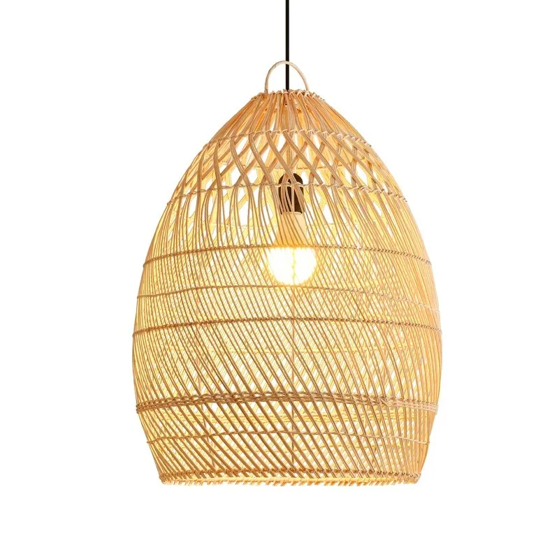 Vintage Rattan Chandelier — Dining Room — view 5