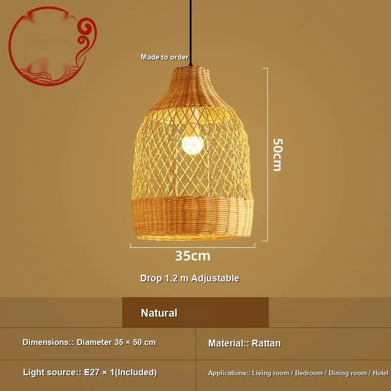 Vintage Rattan Chandelier — Dining Room — view 7