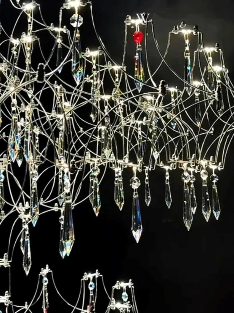 Modern Minimalist Crystal Chandelier — Duplex, Stairwell & Villa (Model 3254) — view 9