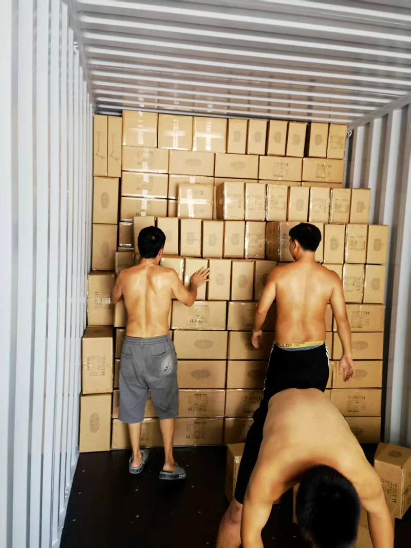 Pallets loaded in container yard